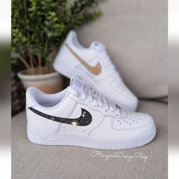 Bling Nike Air Force 1 Low Sneakers Customized with Swarovski Crystals Custom - Picture 1 of 10